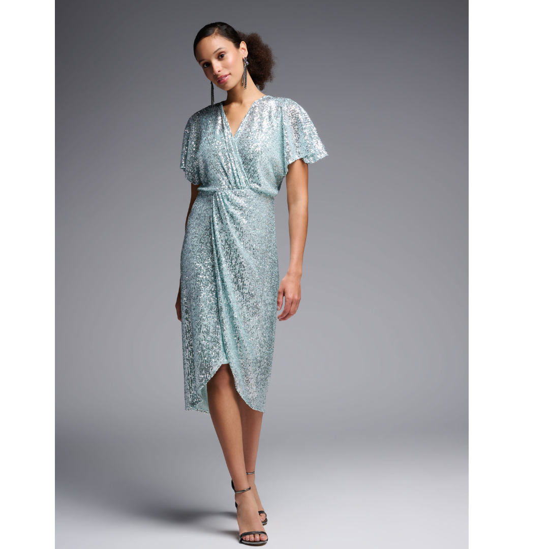 Joseph Ribkoff Mint Sequined Dress Jaboli Boutique