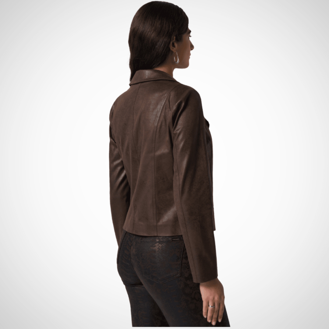 Joseph Ribkoff Chocolate Brown Moto Jacket