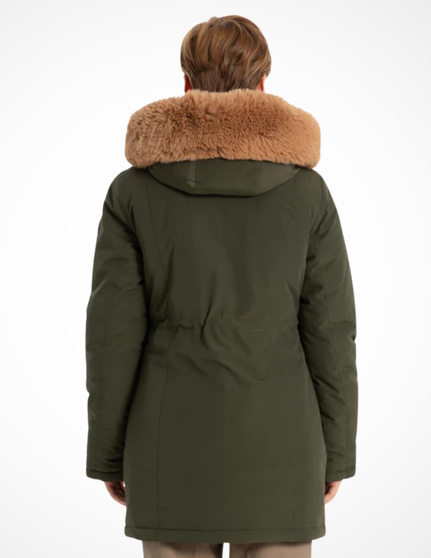 JaboliBoutique-FergusOntario-PointZero-FurLinedParka-ArmyGreen
Stylish parka with elegant removable fur trim, designed for warmth and sophistication. Features storm cuffs, insulated waist pockets, cinchable waist drawstring, and windproof, water-resistant, breathable fabric. Perfect for -40°C weather, made from eco-friendly materials including 100% recycled polyester certified by Global Recycled Standards.